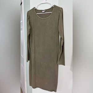 LuLaRoe Distressed Green Long Sleeve Debbie Dress
